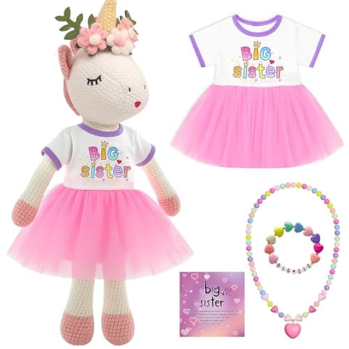 SUPERGFS Big Sister Gift for Girls Unicorn Stuffed Plush Doll Birthday Gifts for Girls Toddler
