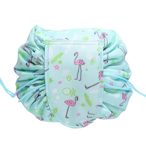 Nirvik Womens Convenient and Waterproof Multifunction Portable Lazy Travel Cosmetic Storage Makeup Organizer Toiletry Bag with Drawstrings Green Duck