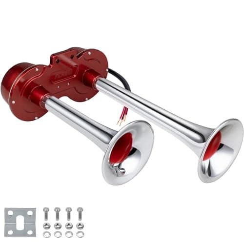 BANHAO Train Horn Kit Universal Electric Horns Dual Trumpet 130dB Super Loud Air Horns For Any 12v Vehicles Trucks/Lorrys/Trains/Boats/Cars/SUV/Pickup/Golf Cart, Aluminum alloy+ABS(chrome-plating)