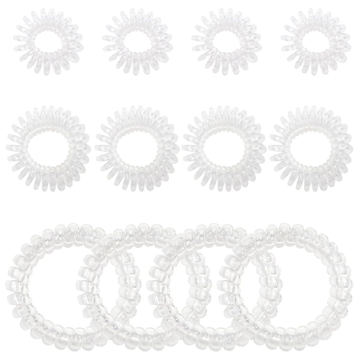 12 Pcs Spiral Hair Ties Clear Scrunchies Hair Accessories for Women Hair Ties No Damaged Rubber Bands for Hair Ponytail Holders Spiral Hair Ties 3 Sizes