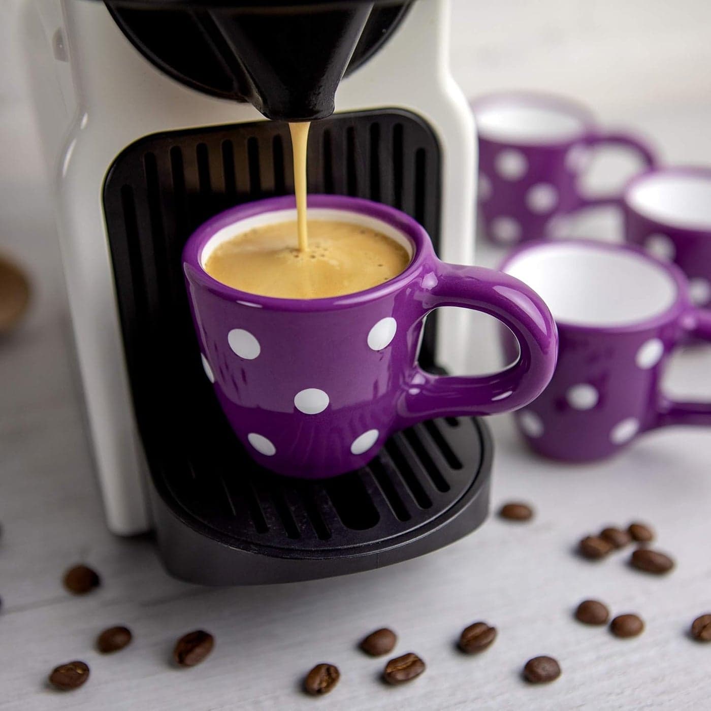 City to Cottage Ceramic Espresso Cups of 4 Small Expresso Shots Cups Espresso Mugs Demitasse Cups Perfect for Espresso Machine and Coffee Maker Handcrafted Purple Polka Dot Espresso Cups