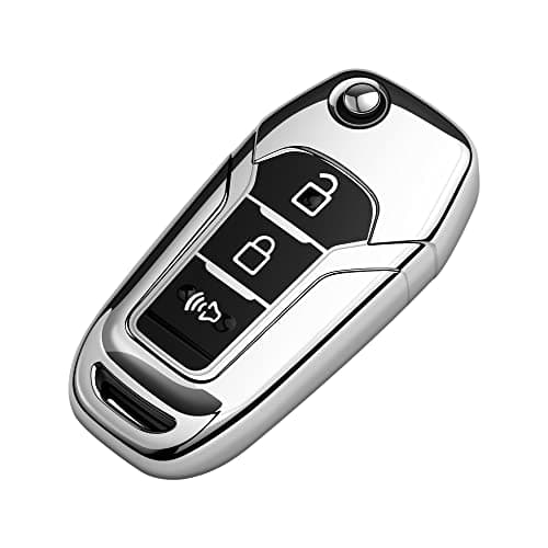 Tukellen for Ford Key Fob Cover Soft TPU Full Protection Key Shell Key Case Compatible with Ford F150 F250 F350 F450 F550 Explorer Ranger Escape Key Shell Silver