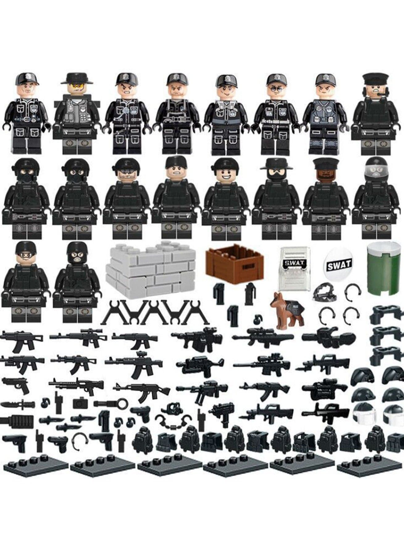Military Building Block Minifigure Det 18 Police Small Particle Assembly Building Block Toys