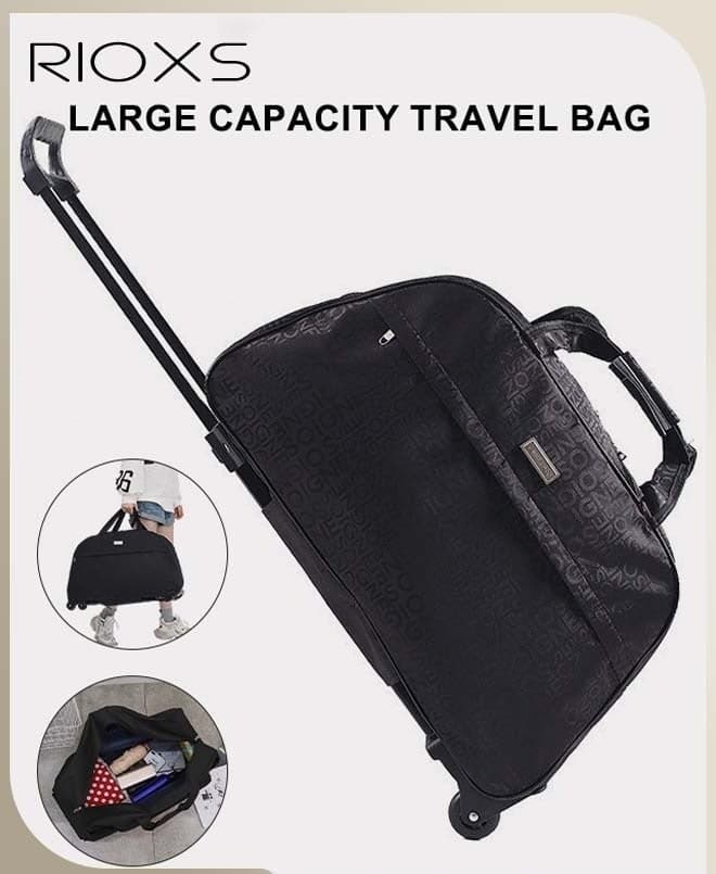 Rolling Duffle Bag with Wheels, Large Capacity Carry-on Luggage Large Travel Bag, Portable Canvas Travel Bag With Wheels And Detachable Straps, Carry On Luggage Rolling Suitcase, Wheeled Duffel Travel Bag for Travel Grocery Moving and More