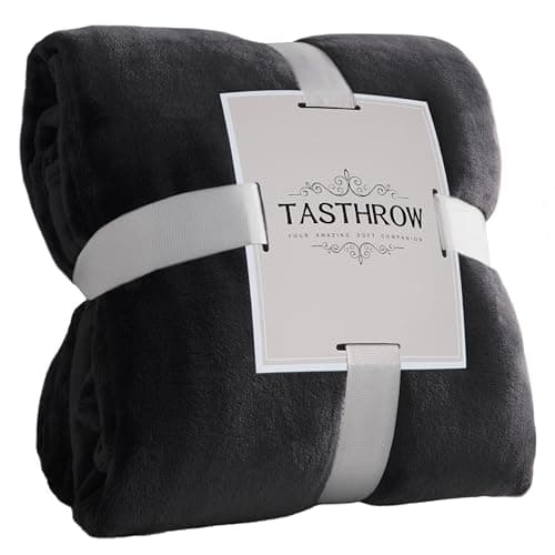 TASTHROW Black Throw Blanket 50x60 Inches, Soft Plush Cozy Fleece Flannel Throw Blanket, Lightweight Warm Throws for Bed, Couch, Bedroom and Living Room, All Seasons