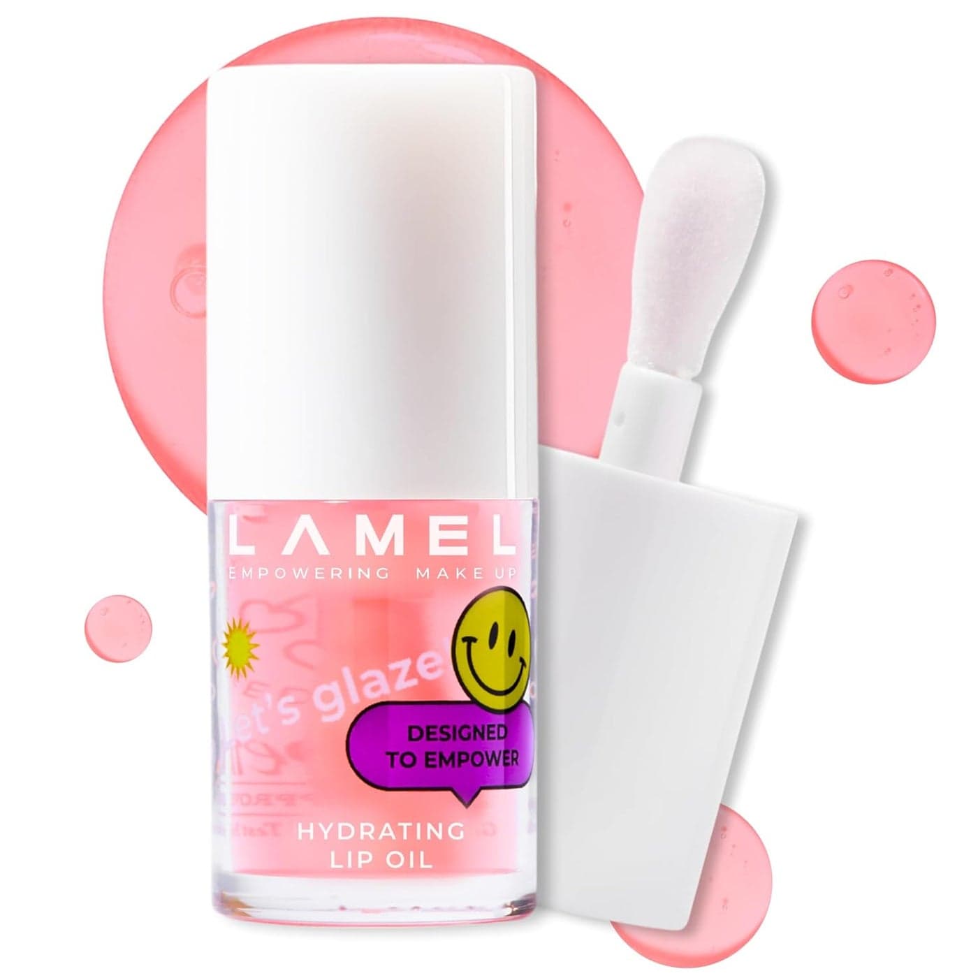 Lamel Hydrating Lip Oil LETS GLAZE Hydrating Lip Gloss Flavoring Oil Fat Oil Lip Gloss Hydrating Lip Oil Treatment Plumping Lip Oil Gloss Clear Lip Gloss 401 Marshmallow