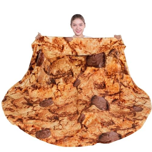 mermaker Cookies Blanket 80 inches for Adult Kids, Realistic Cookies Throw Blanket Funny Gifts for Women Men Teen Boy Girl, 285 GSM Soft Flannel Food Wrap Blanket for Christmas Birthday Gifts