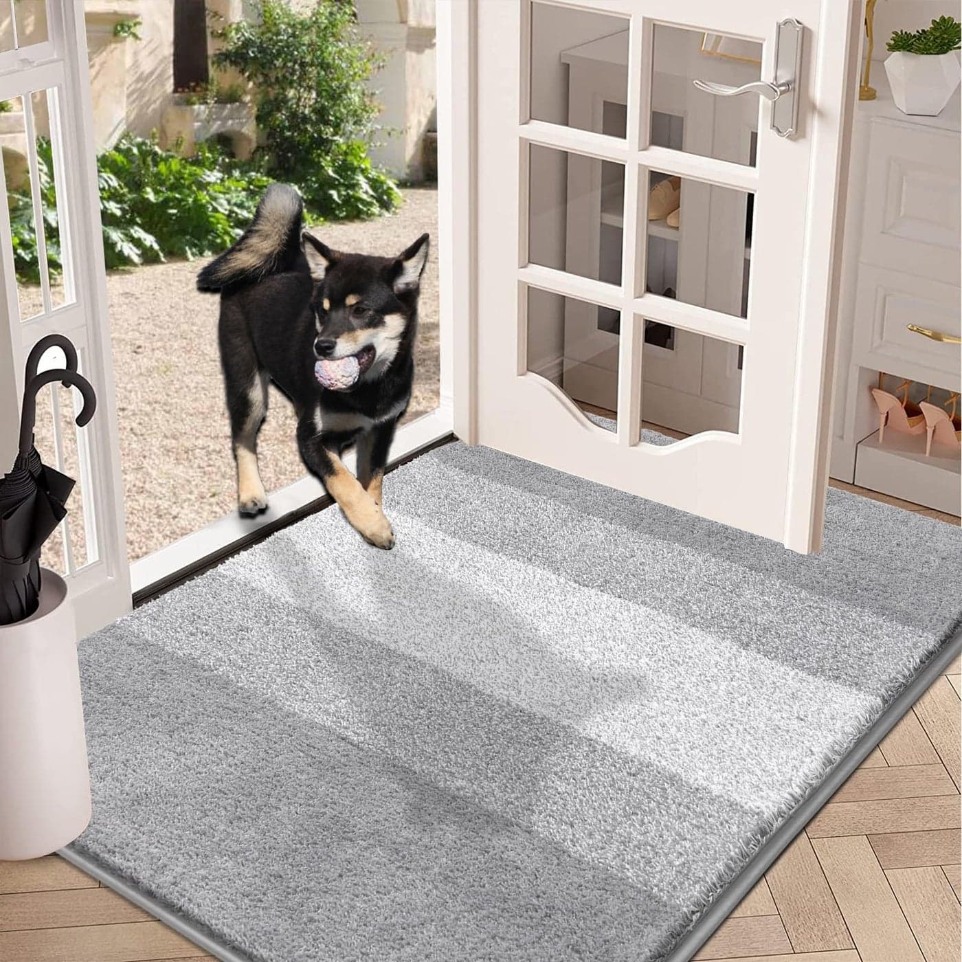 Vaukki Indoor Doormat Entryway Door Rug Non Slip Absorbent Mud Trapper Mat Inside Floor Mat Washable Door Carpet for Entryway 36x59 Light Grey