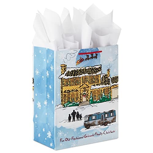 Hallmark 13 Large National Lampoons Christmas Vacation Gift Bag with Tissue Paper Fun OldFashioned Griswold Family Christmas for Kids Dads Grandparents Friends