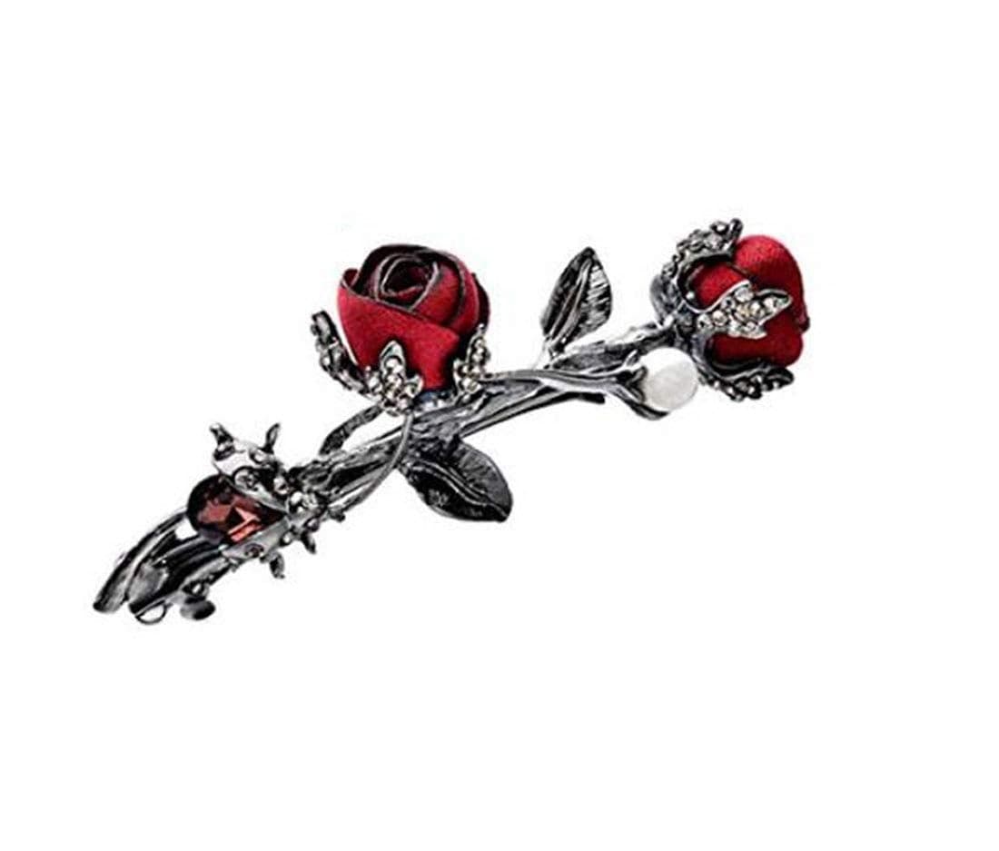 Elegant Rose Bridal Hair Clips Women Hair Accessories Brides Maids Headpiece Rose Flower Style Hair Pin Barrettes Spring Clip Red