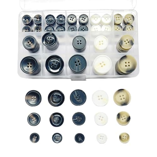 110Pcs Mixed Sewing Buttons 4Hole Craft Round Blazer Buttons 5 Color 3 Size15mm20mm25mmSuitable for SewingClothesSuitCoatButtons