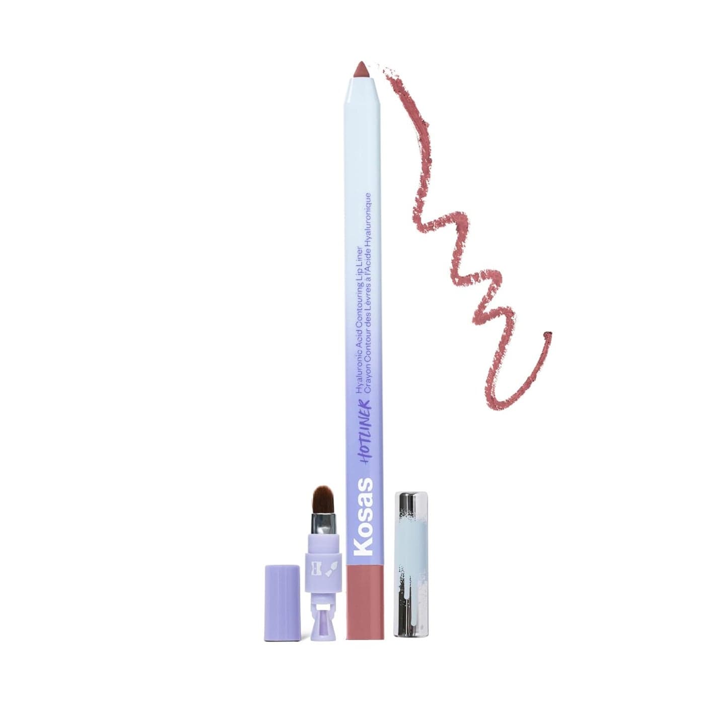 Kosas Hotliner Retractable Lip Liner Pencil with BuiltIn Brush Sharpener Easy Contouring Hydrating LongLasting Pigmented Creamy Texture for Plumping Lips Hyaluronic Acid Konjac Mega