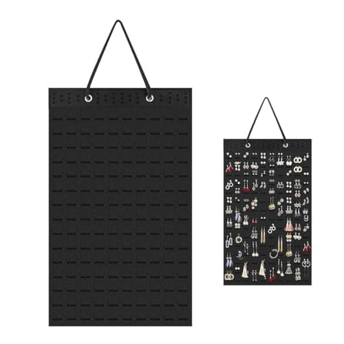 HASTHIP® Wall Hanging Earring Organizer Box, Felt Earrings Organizer Box for Women, Earring Holder Jewellery Organizer Display for Earring Necklace Bracelet Ring, Holds Up to 300 Pairs Earrings