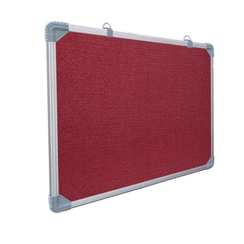 Eduway 2x2 Feet Notice Board/Pin Up Board/Bulletin Board/Display Board/Soft Board with High Resilience Foam Fabric for School, Office, Home with (20 Push-Up Pins)` (Maroon- 59x59 Cms.)