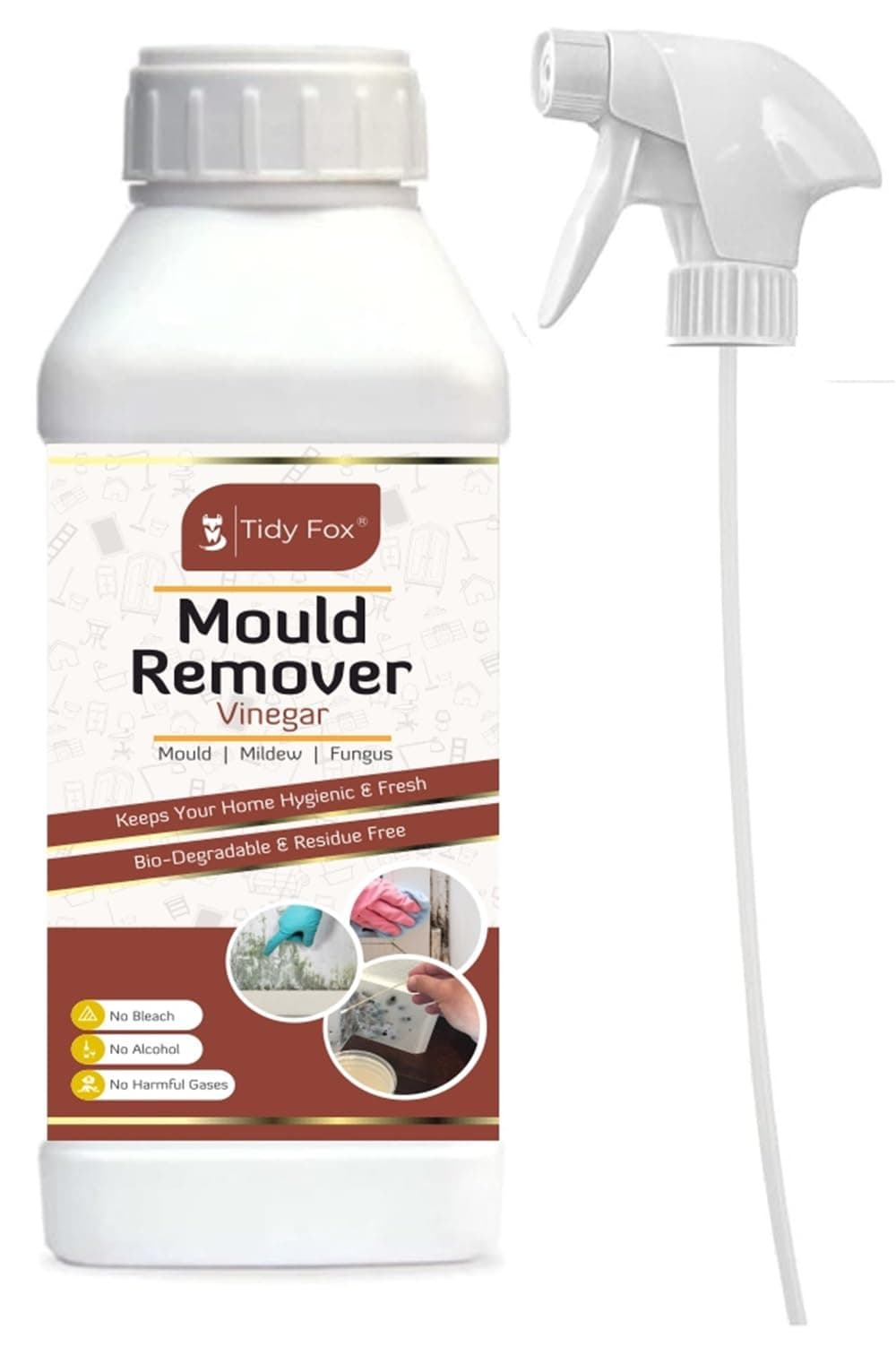 TIDY FOX Vinegar Based Mold Remover/Ecofriendly/With Spray / 1 Ltr