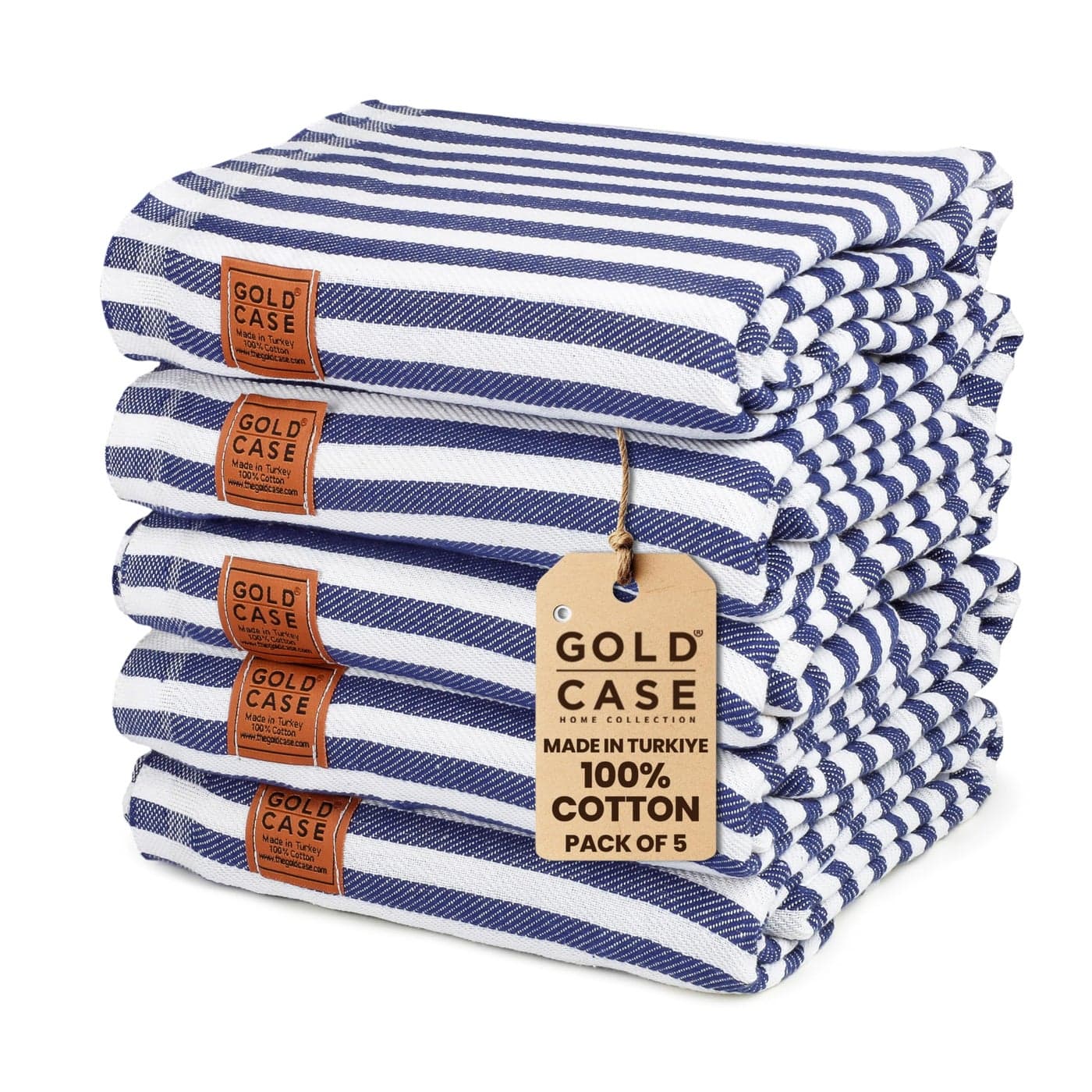 Gold CASE Turkish Beach Towel Set of 5 100 Cotton Large Turkish Bath Towels 71 x 40 MYRA Oversized Quick Dry Sand Free Towels Lightweight Peshtemal Navy Blue