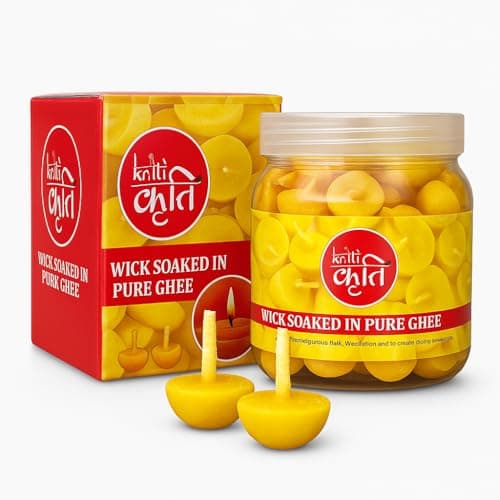 KRITI Creations Pure DESI GHEE Wicks (100 Pcs in a Box)