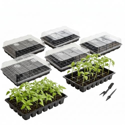 Mr. Pen- Seed Starter Tray Kit, 5 Pack, Total 350 Cells, Durable Plant Germination Trays with Humidity Vented Domes and Bases, Ideal for Seed Starting, Indoor Gardening and Greenhouse