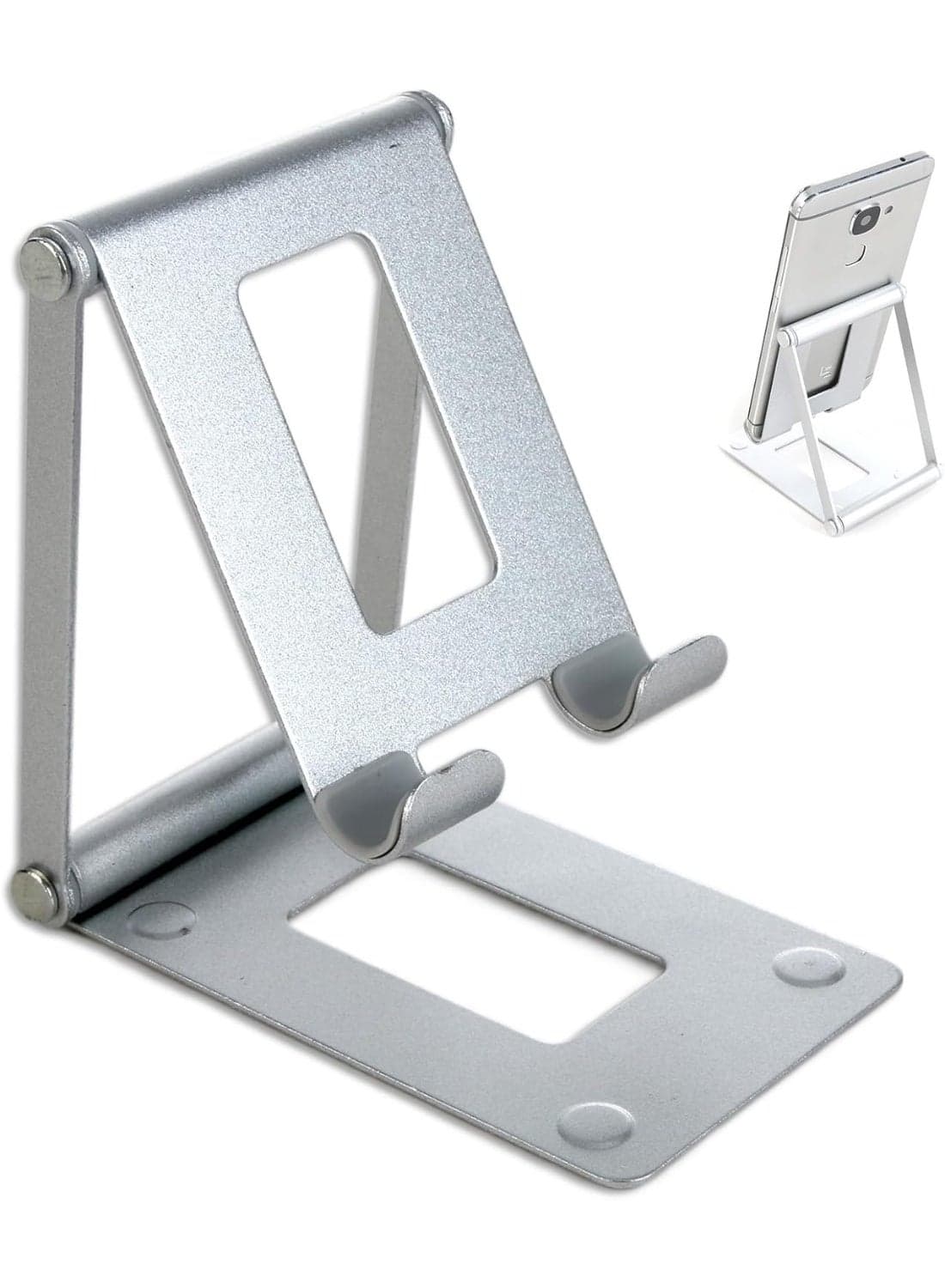 Mobile Stand, Adjustable Tablet Holder Aluminum Desktop Stand Dock, Compatible with New iPad Pro/Mini/Air Galaxy A8/S7 iPhone 14/13/12 Pro Max Samsung Tab, Heavy Duty Foldable Tablet Accessories