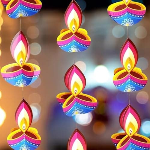 TOYXE Mega Deepak 3D Frills Set of 4 | Paper Hanging Decoration for Diwali Festival | Decorative Garland for Home, Office, Shop, Temple, Party & Event Entrance, Ceiling & Wall Décor Items