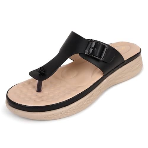 TRASE Snug Steps Women's Casual Flat Slippers For Women (Black, 4 UK)