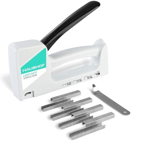 HAUSHOF Light Duty Staple Gun, Upholstery Staple Gun with 800PCS JT21 Staples and Stapler Remover, Fits JT21 Staple of 1/4'', 5/16'' & 3/8'', Used for Wood, Classroom, Crafts, DIY, Decoration (White)