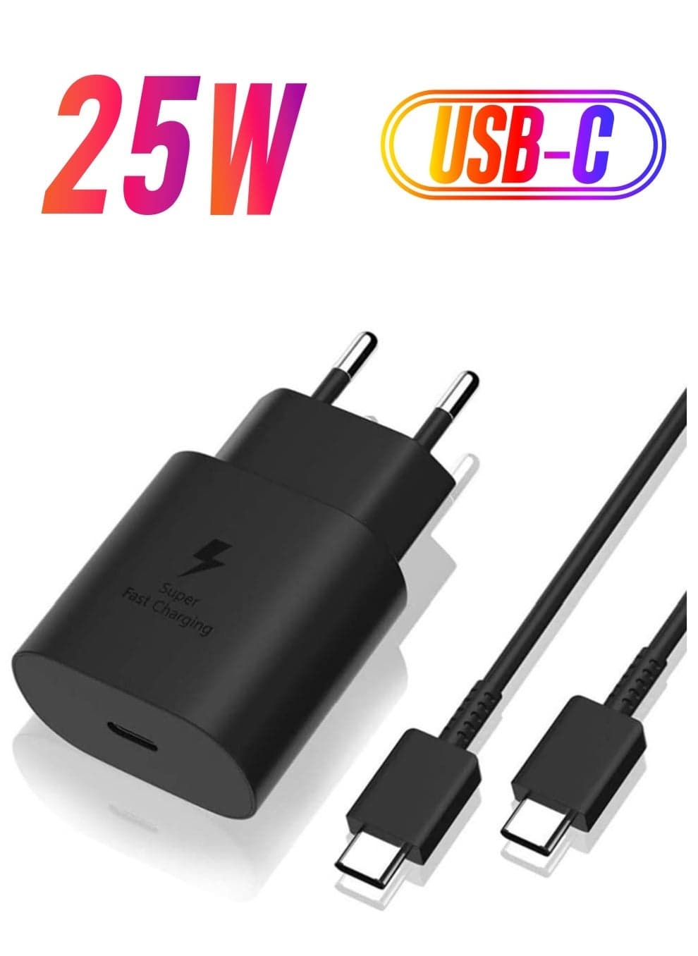 Mobile Phone Chárgérs For sámsung S21 Nóte 20 10 A70 Super Fast chárgér cargador 25W adápter For gáláxy Nóte20 S20 A90 A80 S10 5G typeC Cable (only c to c cable black EU plúg)