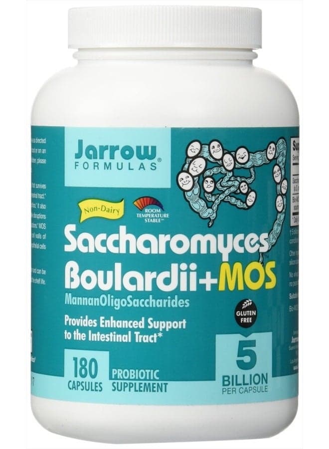 Saccharomyces Boulardii Probiotics + MOS 5 Billion CFU Probiotic Yeast for Intestinal Health Support, Gut Health Supplements for Women and Men, 180 Veggie Capsules, 180 Day Supply