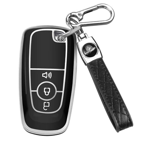 QBUC for Ford Key Fob Cover Soft TPU Full Protection Key Case for Ford 20182024 Explorer Bronco Escape Edge Expedition F150 Fusion Maverick Mustang Ranger Accessories3 ButtonBlackSilvery