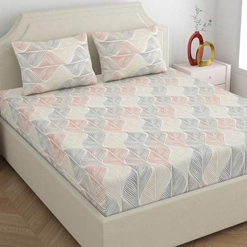 Home Ecstasy Microfiber Wrinkle & Fade Resistant King Bedsheet with 2 Pillow Covers - (Size 108 x 108 inches, 140TC, Colour - Multi)