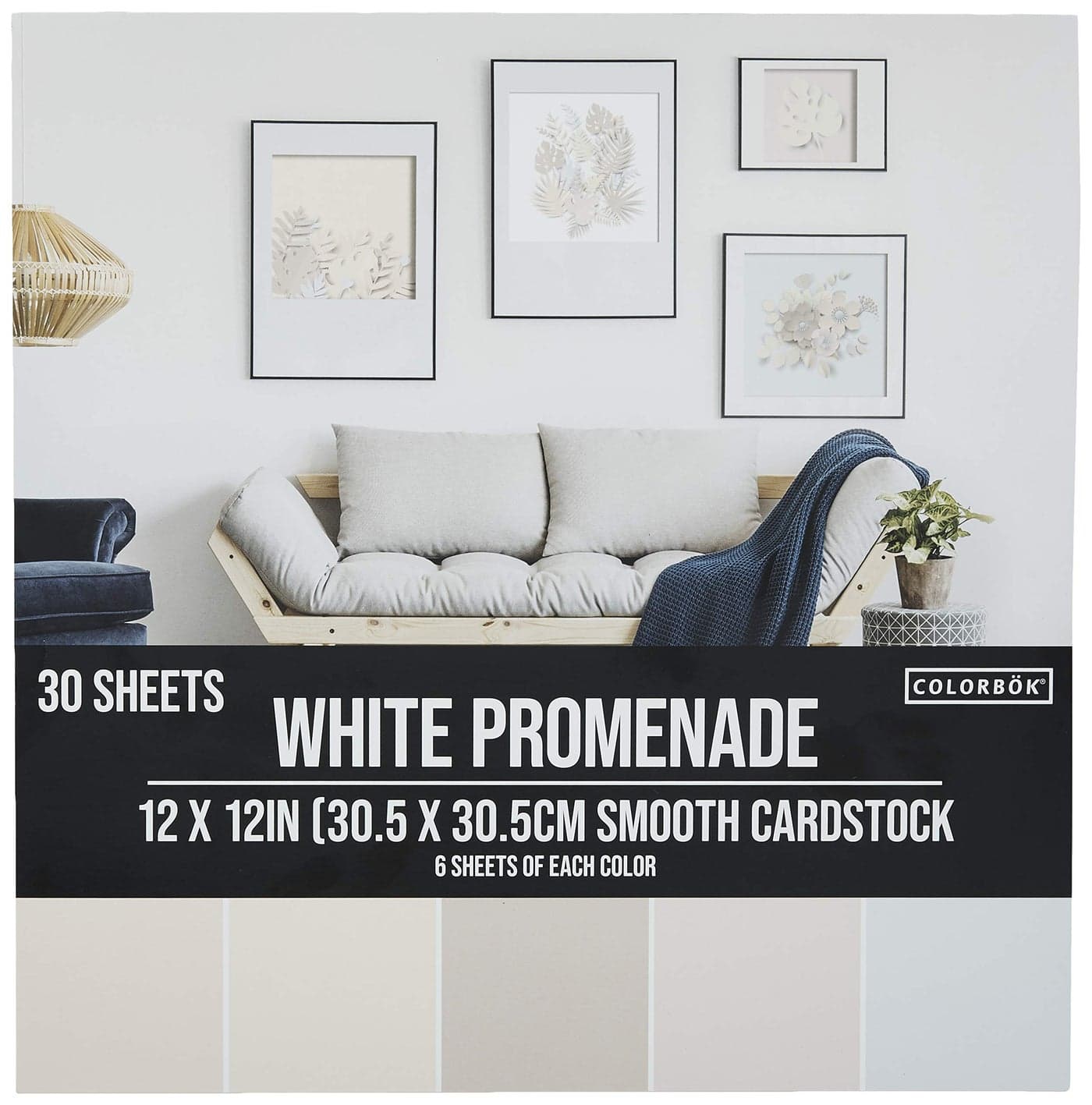 Colorbok 12x12in Smooth Cardstock White Promenade MultiColored