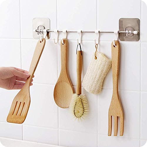 SVK Dream Multi-Functional Six Groups Without Drilling Hook,Kitchen Utensils Rack Holder Ceiling Wall Cabinet Hanging Rod Storage Organizer for Kitchen