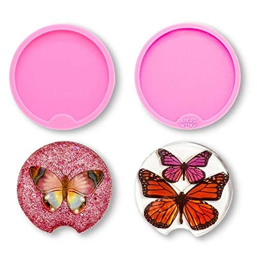 Angel Wings 2 Pack DIY Round Coaster Silicone Mold for Epoxy Resin Casting Molds Diameter 65cm73cm Molds for Casting Home Decoration