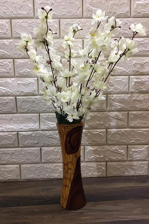 Everbuy Artificial Flowers for Home Decoration Cherry Blossom (7 Branches)(White) 1 pc (Without Vase)