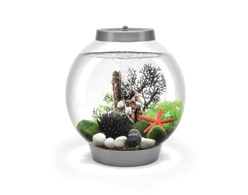 biOrb Classic 15 Acrylic 4-Gallon Aquarium with Multi-Color Remote-Controlled LED Lights Modern Compact Tank for Tabletop or Desktop Display, Silver