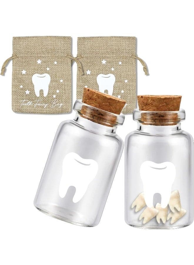Tooth Fairy Bag with 2 Small Glass Tooth Fairy Bottles