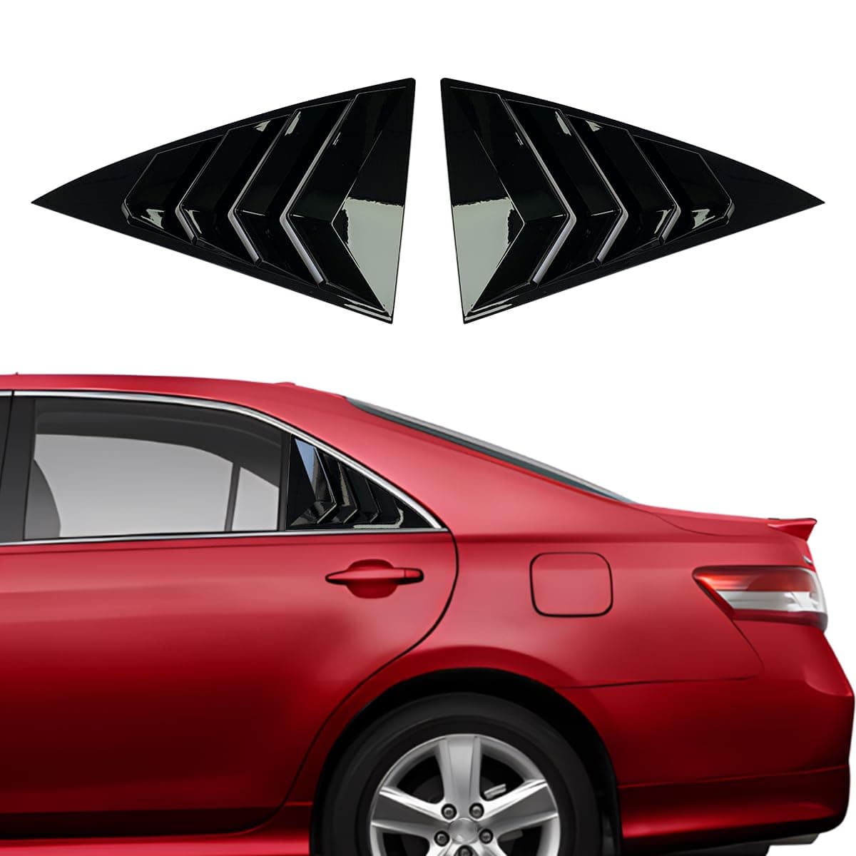 XYHGM for Toyota Camry 2006 2007 2008 2009 2010 2011 Window Louvers Front Side Racing Style ABS Window Louvers Air Vent Scoop Shades Cover Blinds Trim Exterior Accessories 2PCSBright Pitch Black