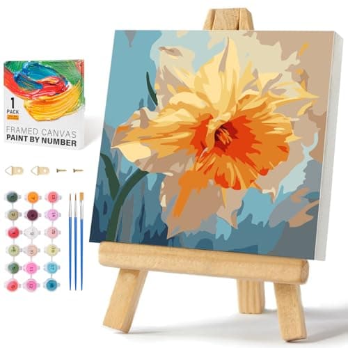 Framed Paint by Numbers Kit for Adults Beginners Kids Ages 812 Flowers Acrylic Easy Paint by Number with Frame Watercolor Paint by Number Kits on Canvas Framed 10 10 Inch without Easel