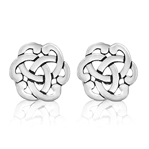 AeraVida Interlocking Celtic Knot Sterling Silver Stud Earrings for Women, 10mm, Small Earring, Tiny Earring