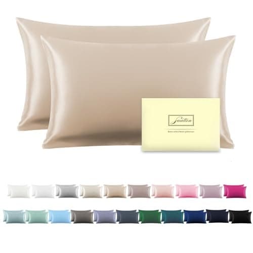 Silk Pillowcase for Hair and Skin,Soft,Breathable and Sliky 100% Queen Silk Pillow Case Set of 2,Both Sides Natural Mulberry Silk Pillowcases with Hidden Zipper(Queen Size 20"X 30",2pcs)