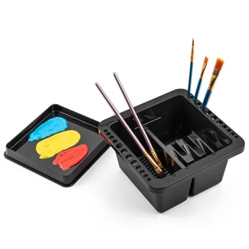 MyLifeUNIT Paint Brush Cleaner Paint Brush Holder and Organizers for Acrylic Watercolor and WaterBased Paints Black