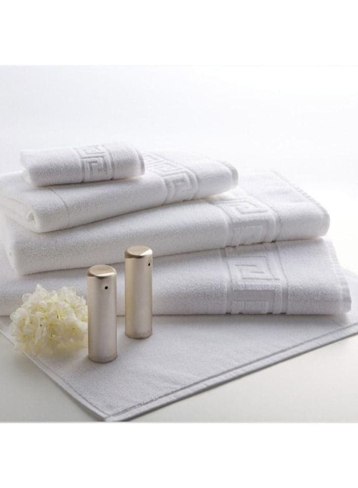 Magnolia (White) Luxury Towels and bath mat set (Set of 1 Hand-50x80cm, 1 Bath Towel and 1 Bath mat) 100% Cotton, Highly Absorbent and Quick dry, Hotel and Spa Quality Bath linen-500 Gsm
