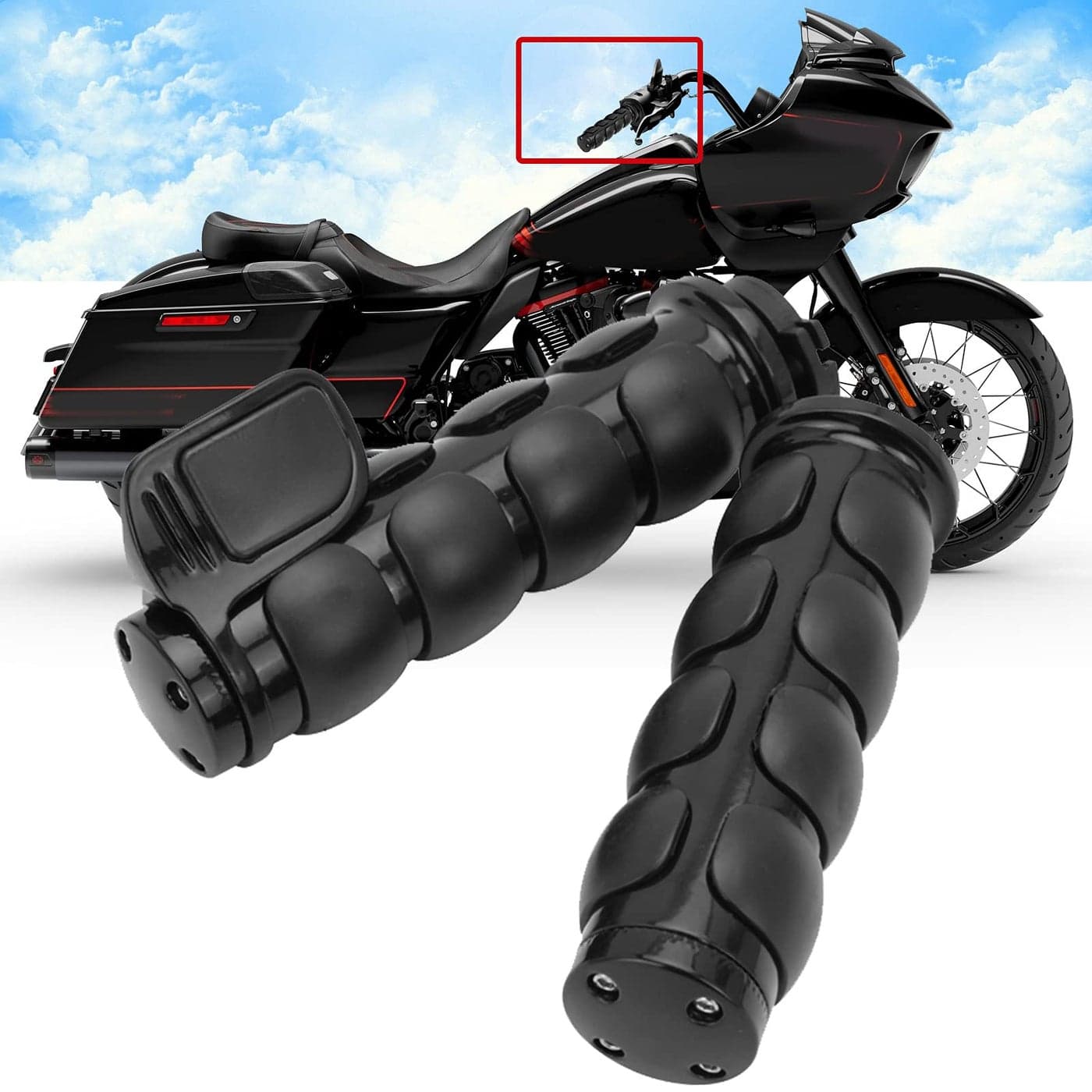 Black 1 Motorcycle Handlebar Hand Grips wThrottle Compatible with Sportster 883 Street Bike Dirt Bike Cruiser and Chopper Black Flat Angle