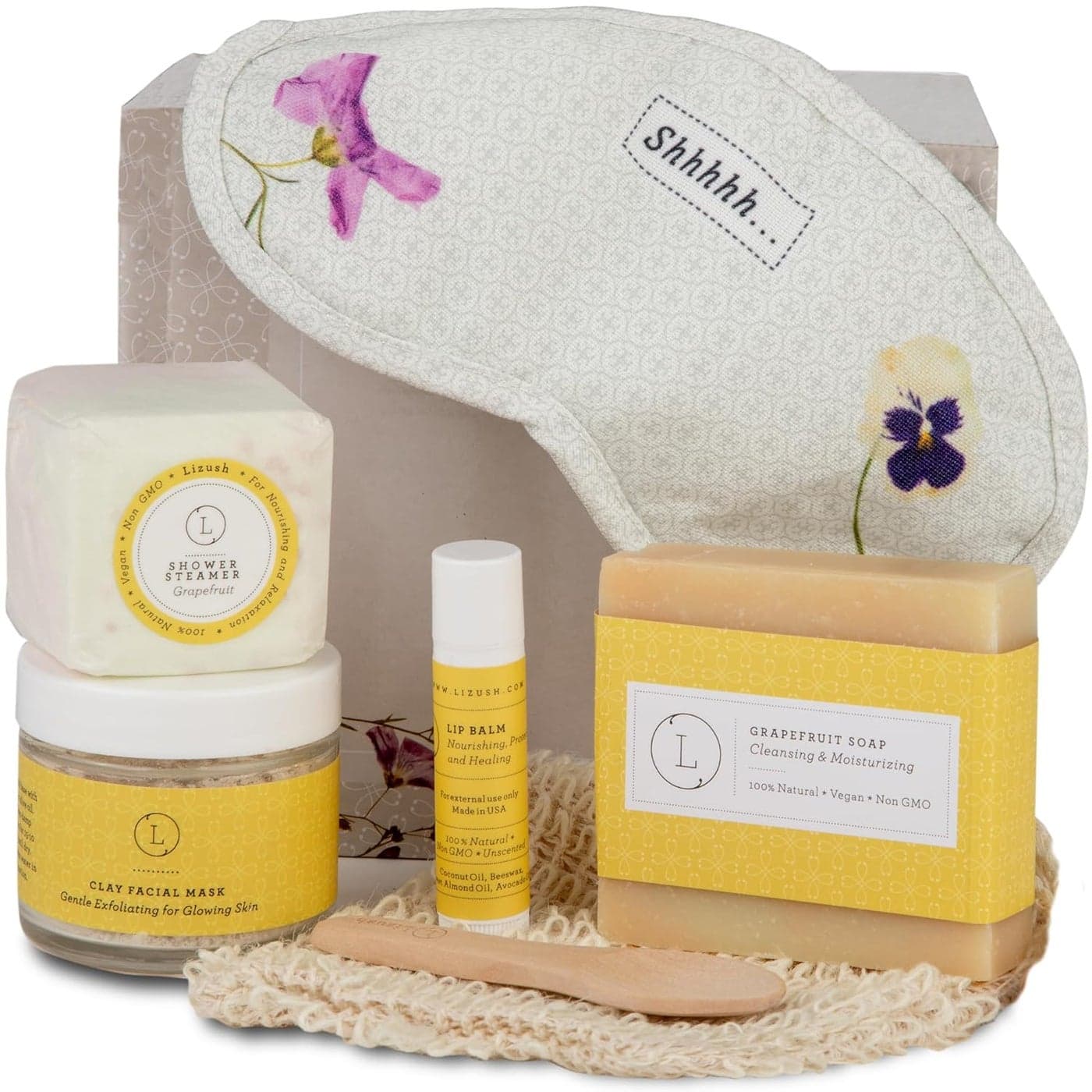 Lizush Luxury Spa Gifts for Women 6 Piece Citrus Spa Gift Baskets for Women Relaxation Birthday Gift Set Handmade in the USA Self Care Gift Sets For Wife Mom CoWorker Best Friend