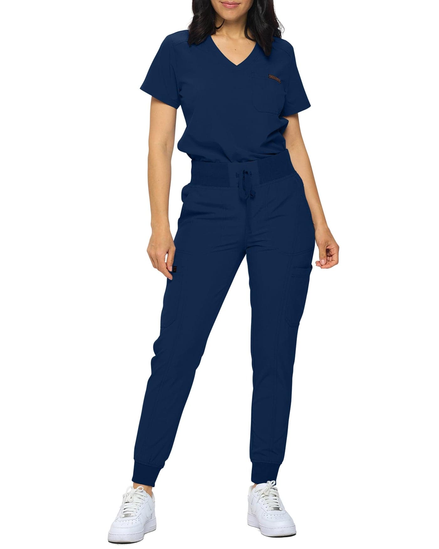 Monarch Uniforms Slim Fit Stretchy Scrubs Womens Jogger Scrub Set Slim Jogger Scrubs with TuckIn Top for Women NAVY BLUEL