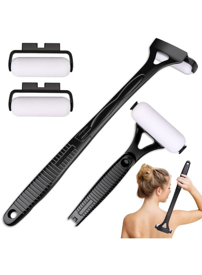 Foldable Back Lotion Applicator with Long Handle, Lotion Applicator for Back with 3PCS Replacement Foam Sunscreen & Tanning Roller, Ergonomic Self Application Tool for Moisturizer Cream Oil