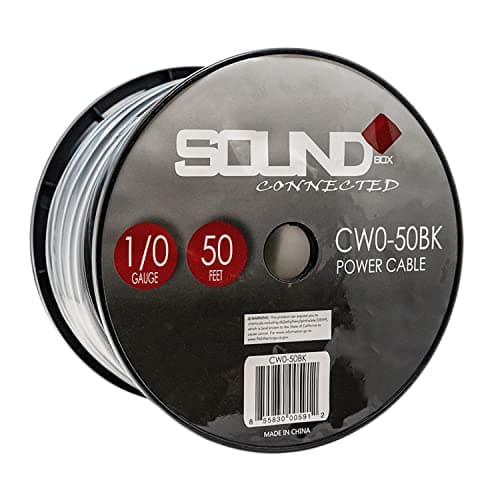 SoundBox 0 Gauge Amplifier Wire Power/Ground 1/0 Ga Amp Wire 50 Feet Spool Cable