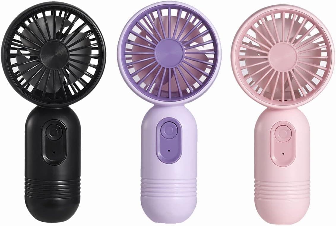 Mini Portable Fan, Cute Handheld Fan, Light and Compact Personal Fan, with 3-Speed USB Charging, Suitable for Fashion Girls, Children, Ladies, and Men's Office Outdoor Travel Camping, 3-Pack