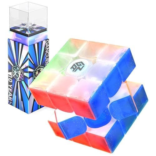 CuberShop GAN 15 MagLev (10th Anniversary Special Edition) Flagship Magnetic MagLev 3x3 Speed Cube, 2024 New Gans Premium Collectible 10 Anniversary Transparent Plastic, GAN 15 M (Special UV Coated)