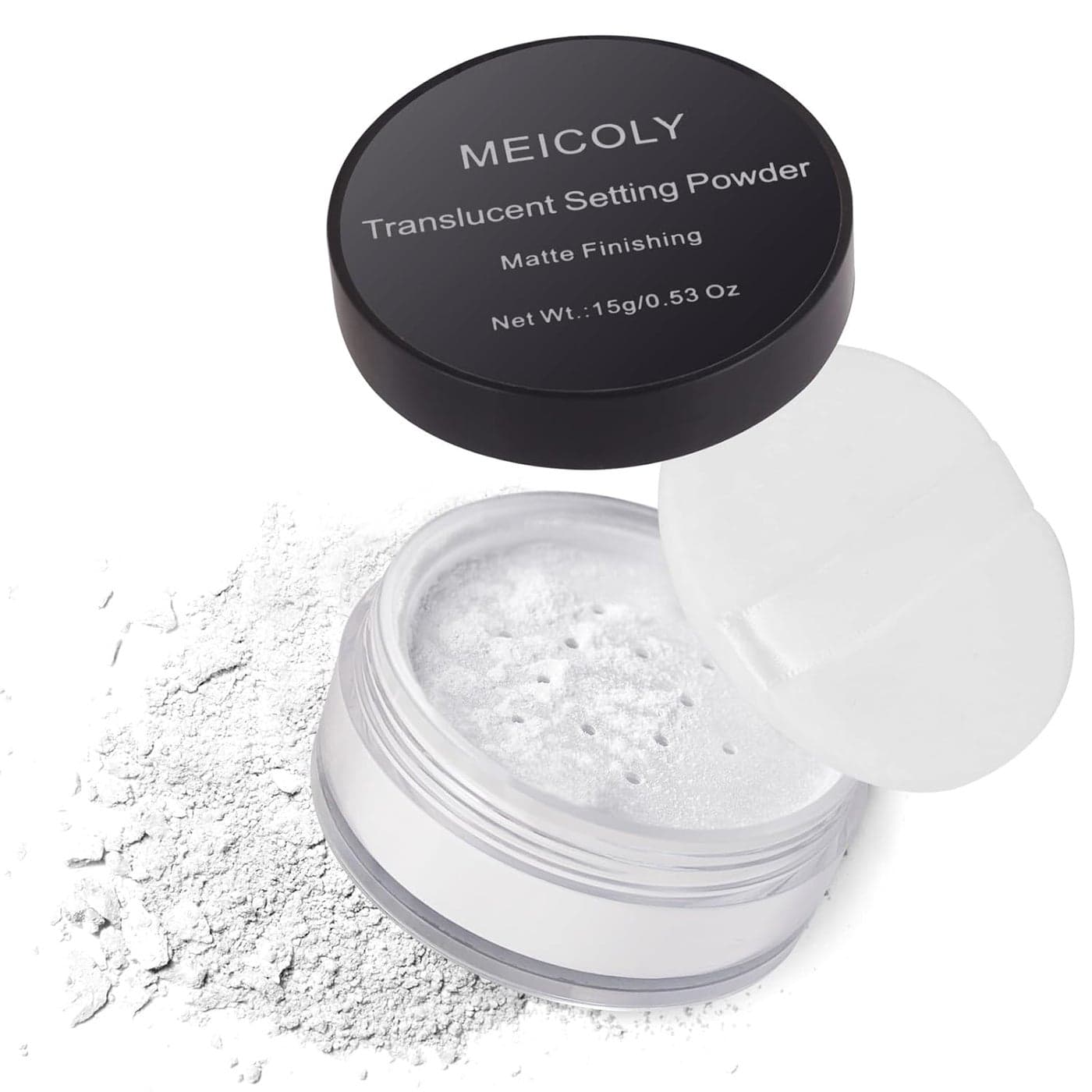 MEICOLY TalcFree Setting Powder with SifterLong Lasting Loose Face PowderTranslucent Powder Colorset PowderMatte Finishing White Face Paint Setting Powder for Halloween SFX MakeupOil Control